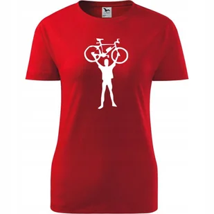 Damska Koszulka z Nadrukiem Rowerowa Rower Prezent dla Rowerzystki T-shirt czerwony M - Koszulki i topy damskie - miniaturka - grafika 1