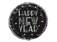 Balony i akcesoria - Balon foliowy okrągły Happy New Year - 46 cm - 1 szt. - miniaturka - grafika 1
