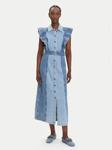 YAS Sukienka jeansowa Cawi 26037659 Niebieski Regular Fit - Sukienki - miniaturka - grafika 1