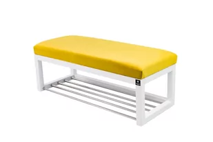 Ławka na buty LPG-4 150cm EMRAWOOD drewno lite kolor biały siedzisko gładkie kolor żółty - Ławki do przedpokoju Ławka na buty LPG-4 150cm EMRAWOOD drewno lite kolor biały siedzisko gładkie kolor żółty - Ławki do przedpokoju - miniaturka - grafika 1