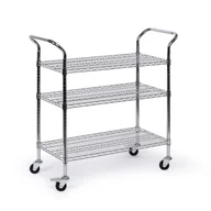Wózki magazynowe - Wózek z półkami, 3x półki druciane, 900 x 450 x 1050 mm - miniaturka - grafika 1