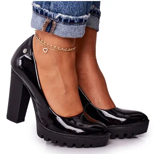 Czółenka Na Słupku I Platformie Maciejka Czarne Lakierowane 02629-05 - Czółenka - miniaturka - grafika 1