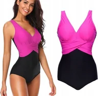 Stroje kąpielowe - Pan i Pani Gadżet Jednoczęściowy strój kąpielowy plus size Różowy L - miniaturka - grafika 1