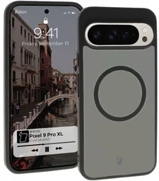 Bizon Etui z pierścieniem magnetycznym Case MatteO do Google Pixel 9 Pro XL, półprzezroczyste z czarną ramką - Etui i futerały do telefonów - miniaturka - grafika 1