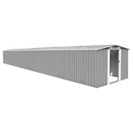 Altany ogrodowe - vidaXL Szopa ogrodowa, szara, 257x990x181 cm, stal galwanizowana - miniaturka - grafika 1