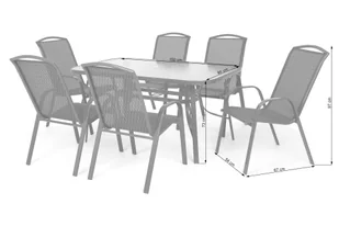 Meble ogrodowe metalowe Sevilla 150 cm Atlanta Grey / Beige Striped 6+1 II. gatunek - Meble ogrodowe - miniaturka - grafika 11