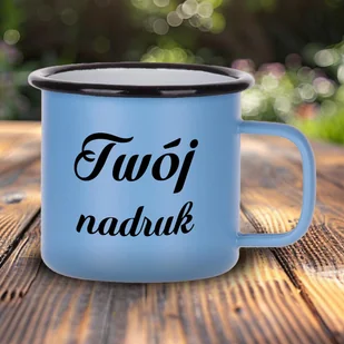 Niebieski kubek emaliowany z Twoim nadrukiem - Kubki - miniaturka - grafika 1
