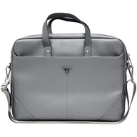 Torby na laptopy - Torba na laptopa GUESS Saffiano Triangle Logo 16 cali Srebrny - miniaturka - grafika 1