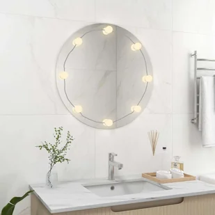 vidaXL Lustro ścienne z oświetleniem LED okrągłe szkło - Lustro ścienne z oświetleniem LED - Lustro ścienne z oświetleniem LED - Lustro ścienne - Lustro do sypialni - Lustra - miniaturka - grafika 1