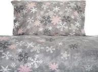 Pościel - Pościel z polaru wykonana w 100% z poliestru z motywem płatka śniegu w kolorze szarym 135x200 cm - miniaturka - grafika 1