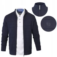Swetry męskie - SWETER Męski ROZPINANY Kardigan na Zamek GRANATOWY Bawełniany L Pako Jeans - miniaturka - grafika 1