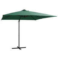 Parasole ogrodowe - vidaXL Parasol wiszący z LED i stalowym słupkiem 250x250 cm zielony  46993 - miniaturka - grafika 1