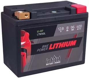 intAct Bike-Power Lithium LI-07, LTM30L, 12,8 V 8 Ah 96 Wh, 400 A (CCA), Wysokiej jakości litowy akumulator motocyklowy z inteligentnym zarządzaniem akumulatorem i oszczędnością masy do 75%. - Akumulatory motocyklowe - miniaturka - grafika 1