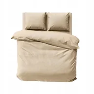 Pościel - POŚCIEL 200x220cm ADAMASZEK bawełna 100% Piaskowo Beżowy - miniaturka - grafika 1