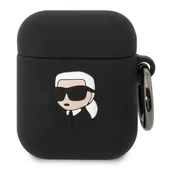 Akcesoria do słuchawek - Karl Lagerfeld etui do Airpods 1 / 2 KLA2RUNIKK czarne 3D Silicone NFT Karl - miniaturka - grafika 1