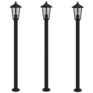 Lampy ogrodowe - Lampy ogrodowe na słupku, 3 szt., czarne, 120 cm, stal - miniaturka - grafika 1