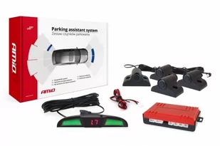 AMiO Zestaw czujników parkowania cofania led cob 4 sensory czarne 19mm truck AMI-02286 - Czujniki parkowania - miniaturka - grafika 1
