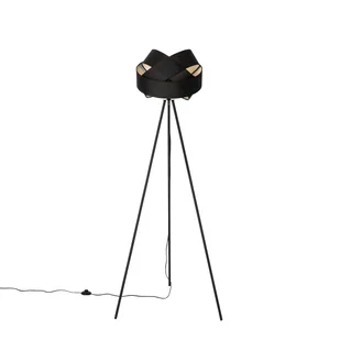 QAZQA Nowoczesna lampa podłogowa czarna - Tkanina - Lampy stojące - miniaturka - grafika 1