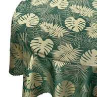 Obrusy i serwetki - Dwustronny Obrus Plamoodporny Liście Monstera Zielony Złoty Z-2771 Okrągły-śr. 120 cm - miniaturka - grafika 1