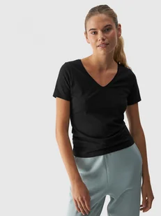 Damski t-shirt basic 4F 4FWAW24TTSHF1649 - czarny - Koszulki sportowe damskie - miniaturka - grafika 1