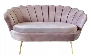 Sofa glamour muszelka 2ES pudrowy róż nogi złote - Sofy i kanapy - miniaturka - grafika 1