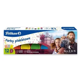 Farby plakatowe 12szt w miksie kolorów - PELIKAN - Przybory szkolne - miniaturka - grafika 1