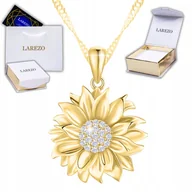 Naszyjniki - Złoty Naszyjnik 925 z Kwiatem i Cyrkoniami POZŁACANY 585 Kwiat Słonecznik - miniaturka - grafika 1