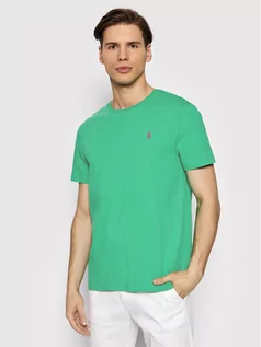 Koszulki męskie - Ralph Lauren Polo T-Shirt 710671438263 Zielony Custom Slim Fit - grafika 1