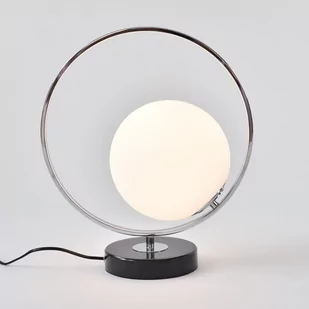 mcodo MCODO Stylowa lampa stołowa Bella srebrna chromowana z marmurową podstawą w stylu glamour T83022-silver - Lampy stojące - miniaturka - grafika 1