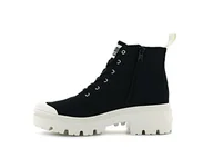 Botki damskie - Palladium Damskie sztyblety Pallabase Twill, czarny, 37 EU - miniaturka - grafika 1