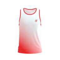 Koszulki sportowe męskie - COMPRESSPORT Koszulka biegowa PERFORMANCE SINGLET fluo red/white - miniaturka - grafika 1