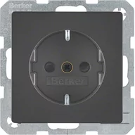 Gniazdka elektryczne - Hager Polo Q.1/Q.3 Gniazdo SCHUKO kompletne, samozaciski, antracyt aksamit, lakierowany 47236086 47236086 - miniaturka - grafika 1
