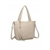 Torebki damskie - Stylowa Pojemna Beżowa Torebka Damska Shopper Torba A4 LUIGISANTO - miniaturka - grafika 1
