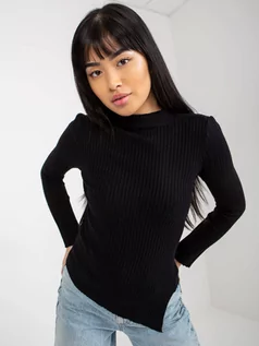 Swetry damskie - Sweter asymetryczny czarny - Merg - grafika 1