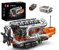 Klocki - KLOCKI MOULD KING 10200 SILNIK CIĘŻARÓWKA TIR RZĘDOWY V6 ENGINE 3236 EL. - miniaturka - grafika 1