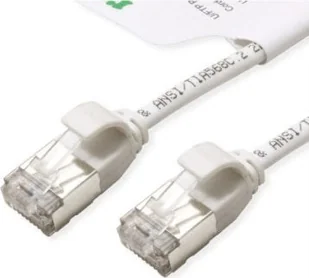 Roline ROLINE GREEN F/UTP DataCenter Patchkabel Cat.6A Class EA, LSOH, extra dun, wit, 0,3 m 21.44.1699 - Patchcordy - miniaturka - grafika 1