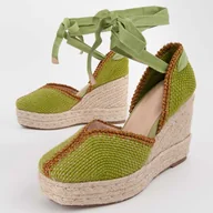 Espadryle damskie - Montevita Wedge Sparto Balenci12 Zielony - miniaturka - grafika 1