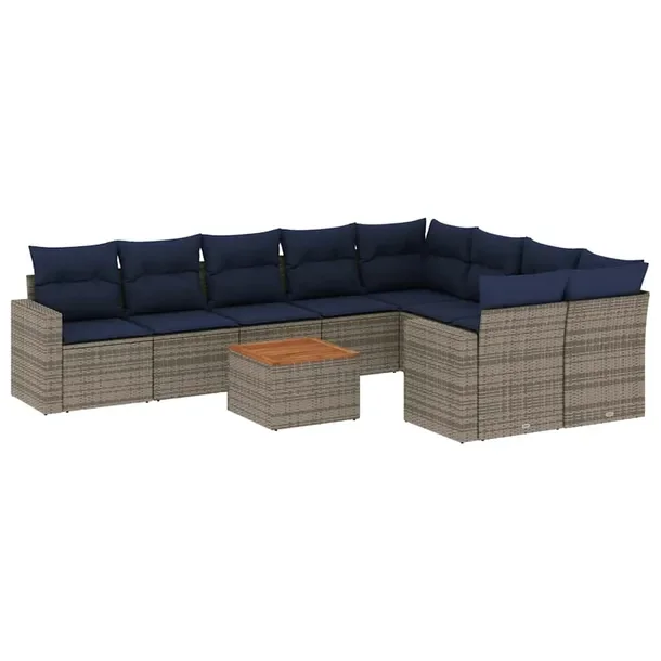 Zestaw mebli ogrodowych modułowych szary rattan PE 62 x 62 x 69 cm