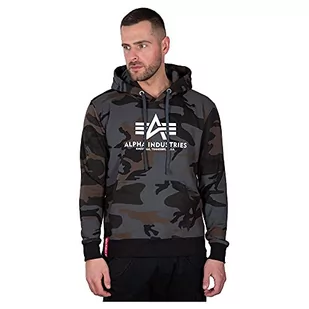 ALPHA INDUSTRIES Męska bluza z kapturem Basic Logo Camo Black camo, Black Camo, 4XL - Bluzy męskie - miniaturka - grafika 1