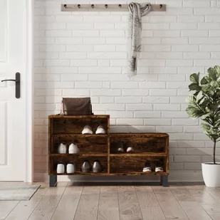 vidaXL Półka na buty, przydymiony dąb, 102x36x60 cm - Wieszaki i stojaki - miniaturka - grafika 1