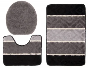 Czarno - szary komplet dywaników do łazienki M4-R75 - Dywaniki łazienkowe Czarno - szary komplet dywaników do łazienki M4-R75 - Dywaniki łazienkowe - miniaturka - grafika 1