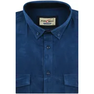 Koszule męskie - Duża Koszula Męska Sztruksowa Codzienna Casual granatowa z długim rękawem Duże rozmiary Formax J555 - miniaturka - grafika 1