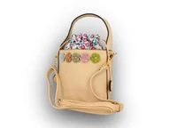 Torebki damskie - Beżowa torba damska worek listonoszka z kwiatkami Briciole - miniaturka - grafika 1