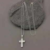 Biżuteria religijna - Łańcuszek srebrny 50cm z ażurowym przestrzennym krzyżykiem 17x12mm - miniaturka - grafika 1