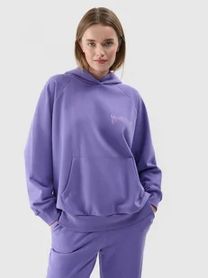 Damska bluza dresowa nierozpinana z kapturem 4F 4FWAW24TSWSF1338 - fioletowa - Bluzy sportowe damskie - miniaturka - grafika 1