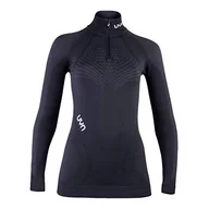 Koszulki i topy damskie - UYN UYN damska koszulka AMBITYON UW LG_SL Zip UP Turtle Neck podkoszulek, Blackboard/Anthracite/White, XS U100140B472XS - miniaturka - grafika 1