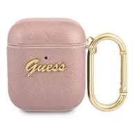 Akcesoria do słuchawek - Guess GUA2SASMP AirPods cover różowy/pink Saffiano Script Metal Collection - miniaturka - grafika 1