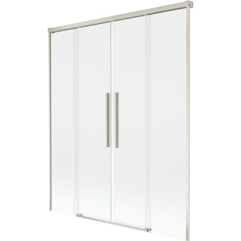 Mexen Rox parawan nawannowy 2-skrzydłowy rozsuwany 150 x 150 cm, transparent, nikiel szczotkowany - 8C9-150-002-97-00