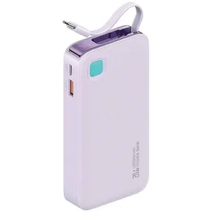 USAMS Powerbank ze zwijanym kablem USB-C Retractable 10000 mAh PD 20W Fast Charge XY Series fioletowy/purple 10KCD22403 (US-CD224) - Powerbanki - miniaturka - grafika 1