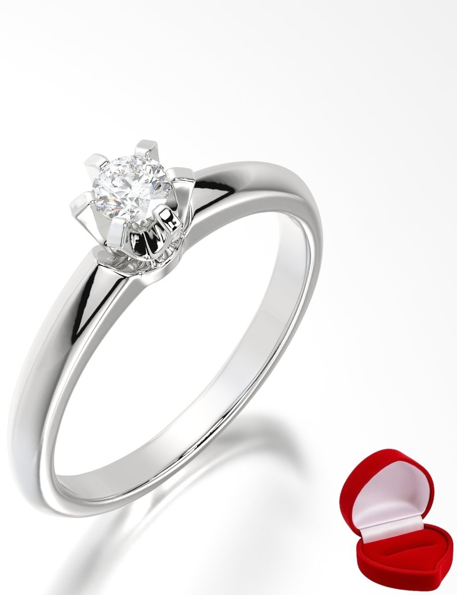 ZŁOTY PIERŚCIONEK ZARĘCZYNOWY 585 14k BRYLANT 0,14 ct BIAŁE ZŁOTO R9